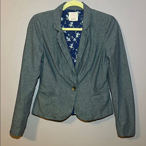 Quiksilver Gray Cotton Blazer Y2K Surf Skate Casual Jacket S